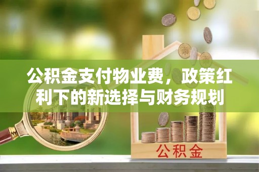 望德堂区公积金支付物业费，政策红利下的新选择与财务规划