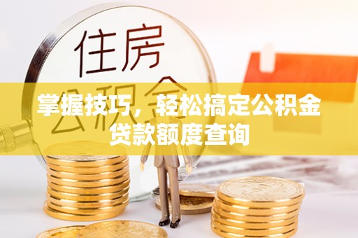 望德堂区掌握技巧，轻松搞定公积金贷款额度查询